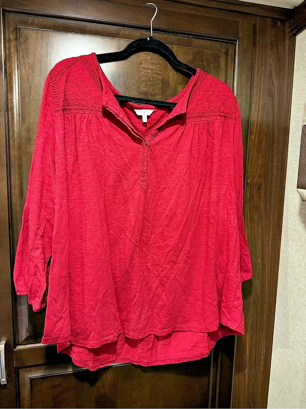 Lucky Brand Embroidered Red Tunic Size 2X Like New